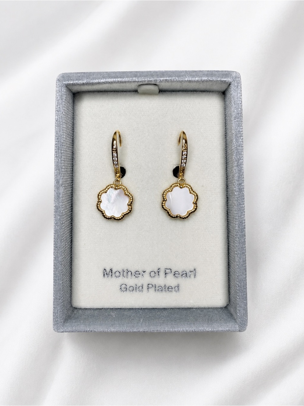 Mother of Pearl Gold-Plated Drop Earrings • City x City • NWT